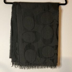 Coach signature Wrap Scarf 50x70 black & Green includes small Coach shopping bag